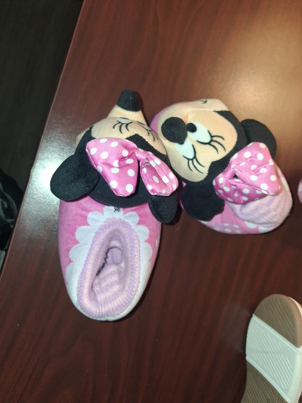 Disney Pink Minnie Mouse Plush Slip-On Slippers for Kids